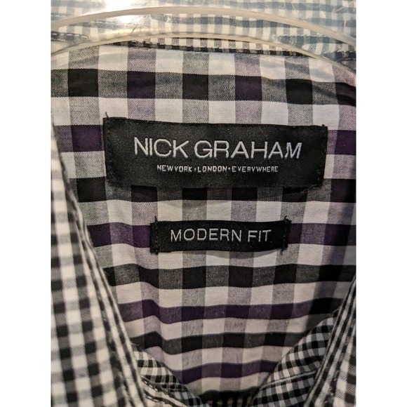 Nick Graham Mens Long Sleeve Button Down Dress Shirt Blue Size Medium - Picture 4 of 4